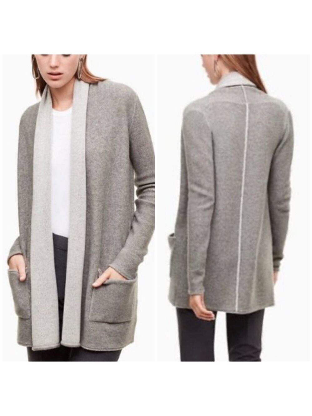 Aritzia x Babaton Gray Long Cardigan Sweater wool and cashmere